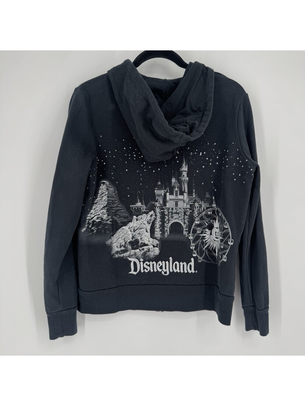 Disneyland sweatshirt small S womens black full zip hoodie disney parks mickey